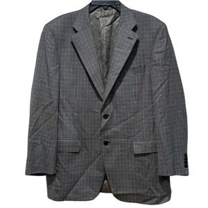 Canali Men’s 100% Wool Single Breasted Houndstooth Blazer US 44R Gray‎ Preppy